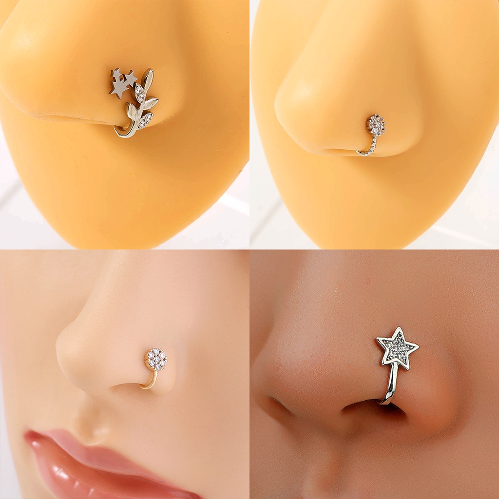 Khuyên Mũi Kẹp Nostril Khuyên Tai Kẹp Vành Đính Đá Nhân Tạo