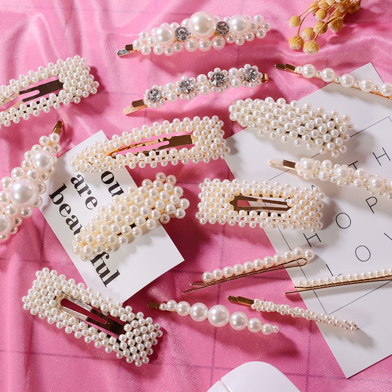 Kẹp Tóc Đính Ngọc Trai Nhân Tạo Thời Trang Hàn Quốc 1 Cái