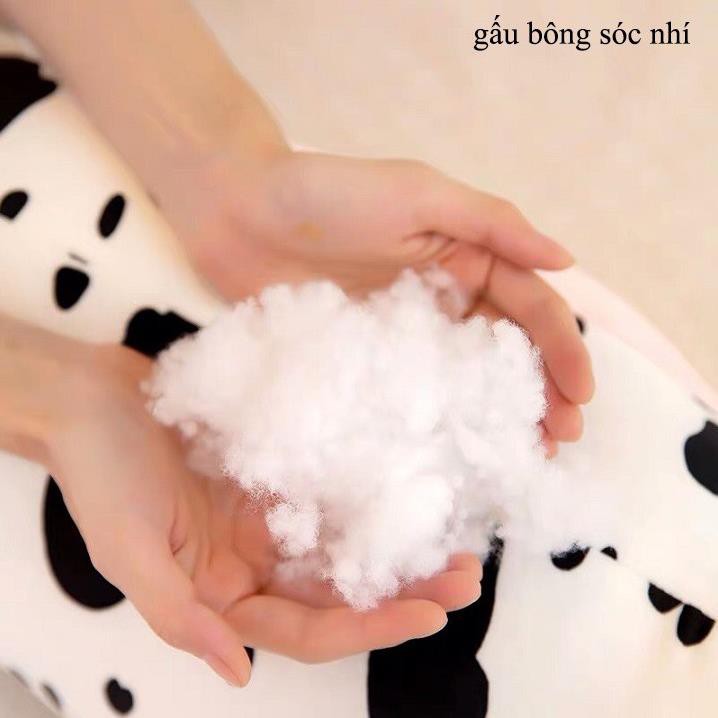 Gối ôm gấu bông bò sữa cao cấp vải nhung co giãn 4 chiều (Tặng kèm móc khóa quả bông xinh xắn)