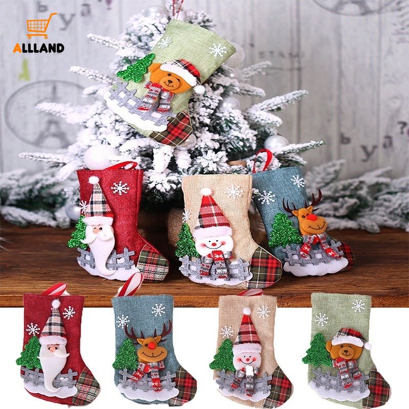 Túi Đựng Kẹo Hình Chiếc Tất Trang Trí Giáng Sinh