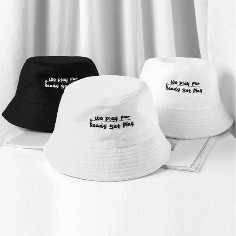 Nón Bucket Rộng Vành Thêu Chữ 22 Màu Tùy Chọn Thời Trang Mùa Hè Cho Nữ