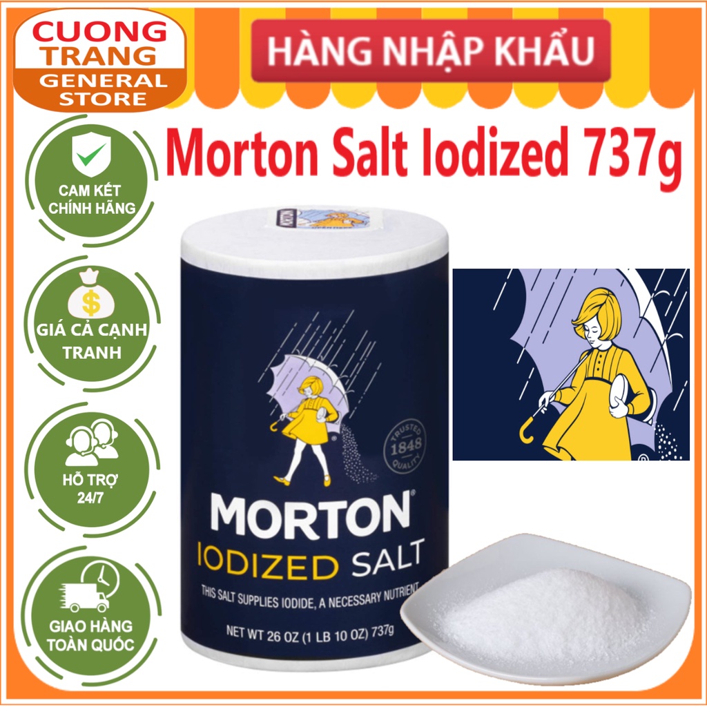 Muối ăn Morton Iodized Salt 737g
