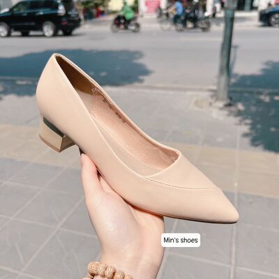Min's Shoes - Giày Da Mềm Gót Vuông 3P V228