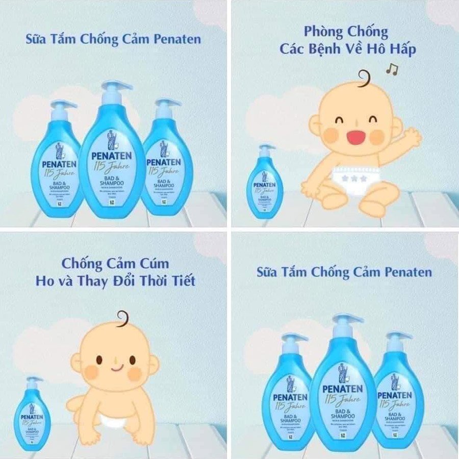 Sữa tắm gội cho bé sơ sinh chống cảm cúm Penaten cao cấp êm mềm dịu da cho bé