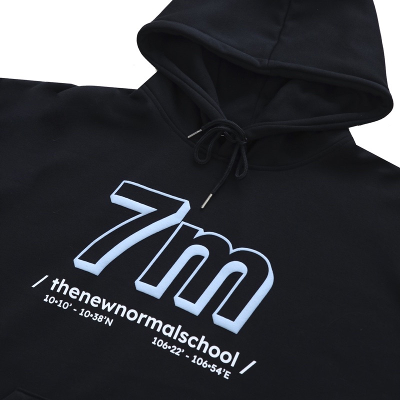 Hoodie 7Millions Normal School In Nổi - Màu Đen - Đi kèm Box - Unisex - Form oversize