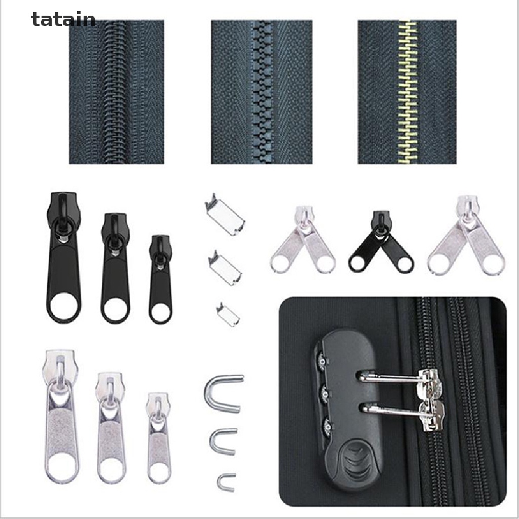 [TAT] 194pcs Zipper Replacement Head Zipper Repair Kit Fix Zip Slider Tools CVX