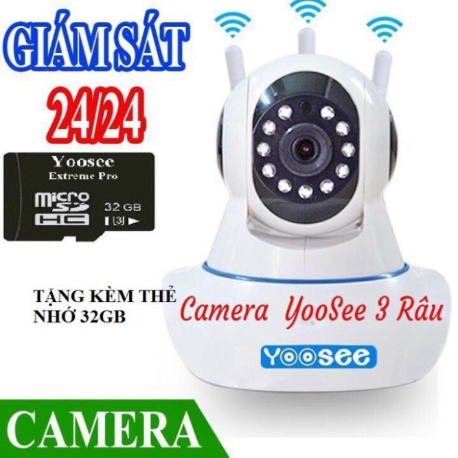 Camera Ip Yoose 3 Râu Xoay 360 Độ Bắt Wifi Cực Khỏe Hàng Loại 1 Bảo Hành 6 Tháng Có Video Hướng dẫn Tự cài Đặt Cực Dễ