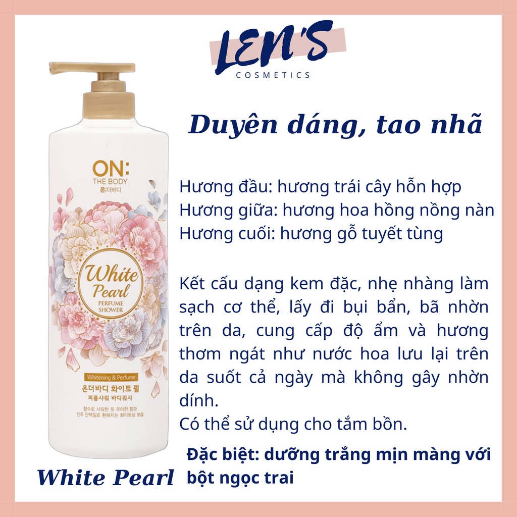 Sữa tắm hương nước hoa On The Body Perfume 1000ML - 3 mùi hương - mẫu mới 2021