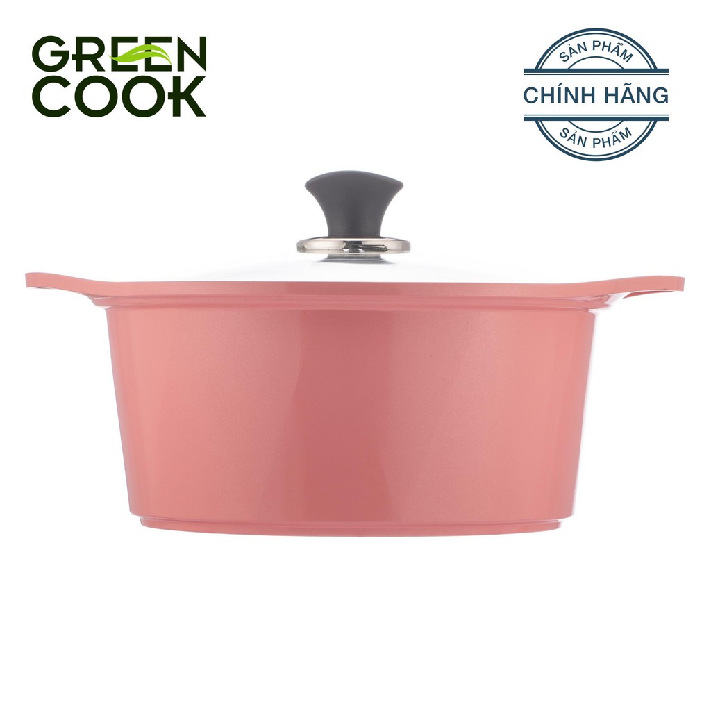 Nồi đúc ceramic vân đá đáy từ chống dính 20cm Green Cook GCS02