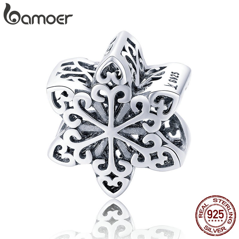 Hạt charm Bamoer hình hoa tuyết đơn giản sáng tạo