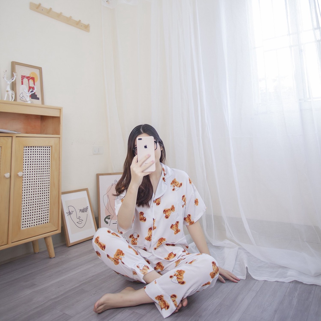 Bộ Đồ Ngủ Nữ Lụa - Đồ Bộ Nữ Pijama Mặc Nhà, Quần Áo Ngủ Cao Cấp Dễ Thương Siêu Xinh Cực Xinh | BigBuy360 - bigbuy360.vn