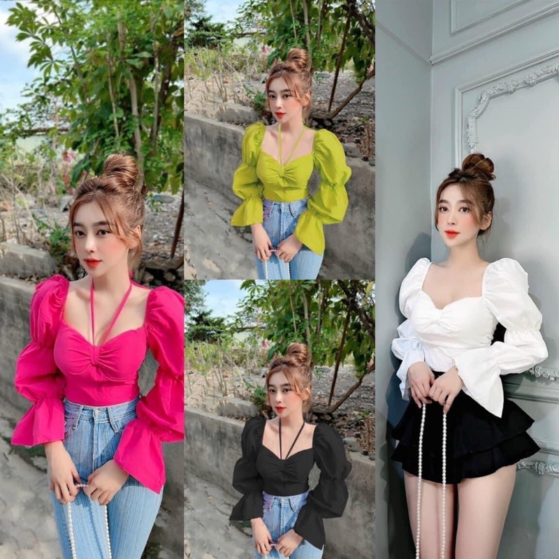[Shop bigsize nữ 60kg-90kg] Áo kiểu bigsize - áo tay dài nhún - mặc đi chơi, đi tiệc