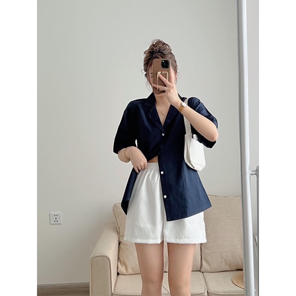 [Ảnh thật/Video] Áo sơ mi đũi lạnh Salim thiết kế Cổ V Áo sơ mi basic Hàn Quốc