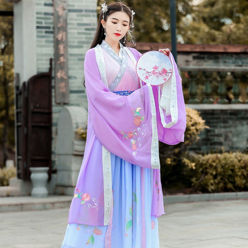 chân váy dàiváy tennis❂❀trang phục nữ Hanfu nguyên bản chính hãng Wei Jin phong cách thêu eo cổ váy tích học s