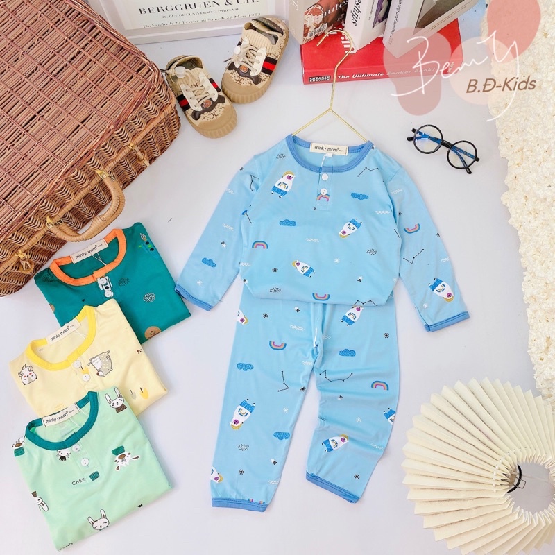 Minky mom dài tay cho bé ❤️ freeship ❤️ đồ ngủ thun lạnh cho bé trai bé gái