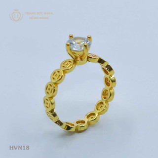  Nhẫn Nữ Nam Kim Tiền Tài Lộc Đính Đá Xi Mạ Vàng Non Cao Cấp  Có Hộp Nhựa -Trang Sức Hava Hong Kong 