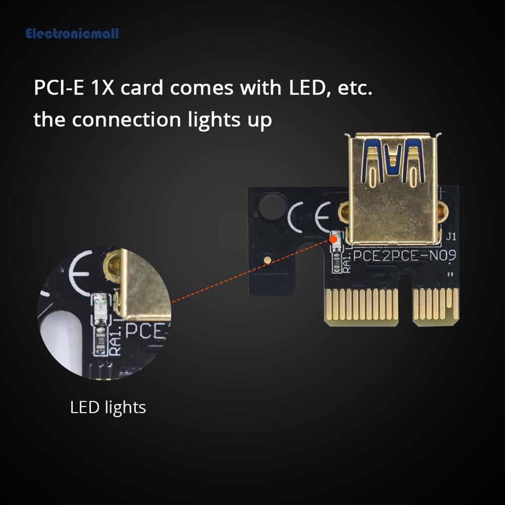 ElectronicMall01 PCI Express PCI-E Riser Card 1X to 16X Extender SATA 15Pin to 6Pin Power Adapter