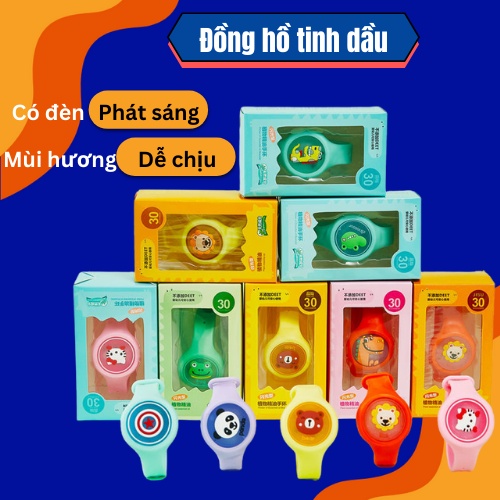 Đồng Hồ Tinh Dầu, Vòng Tay Đuổi Muỗi Phát Sáng Có Mùi Hương, Nhiều Hình Động Vật Siêu Dễ Thương Cho Bé