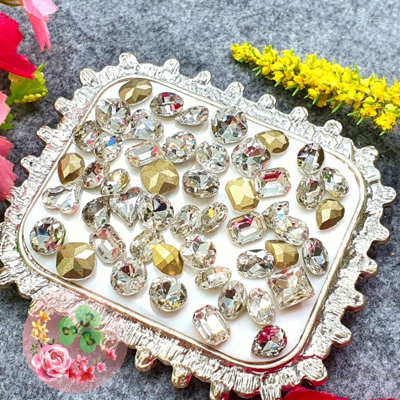 đá khối chân nhọn size 8mm mix nhiều mẫu đá