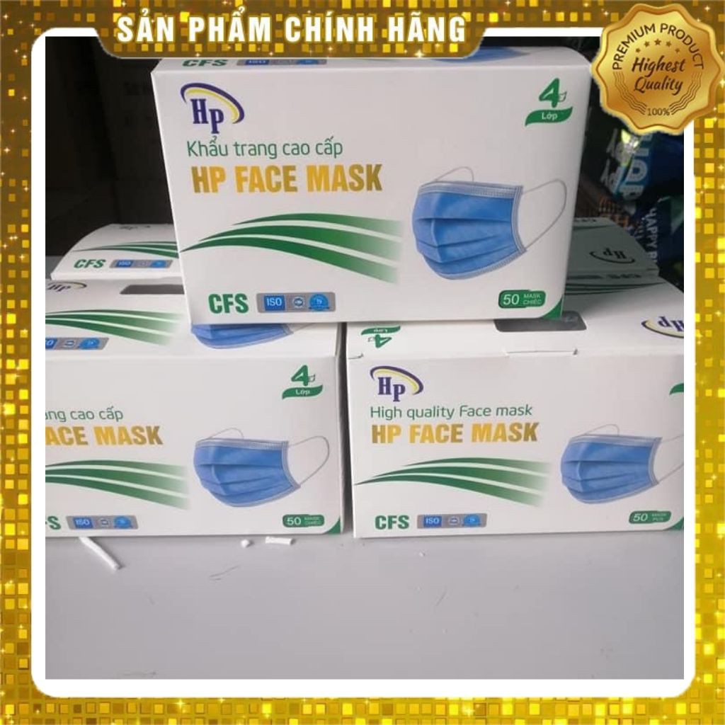 Khẩu Trang Y Tế 4 Lớp - Hộp 50 Chiếc - Kháng Khuẩn - Chống Giọt Bắn - Shop Con Là Tất Cả