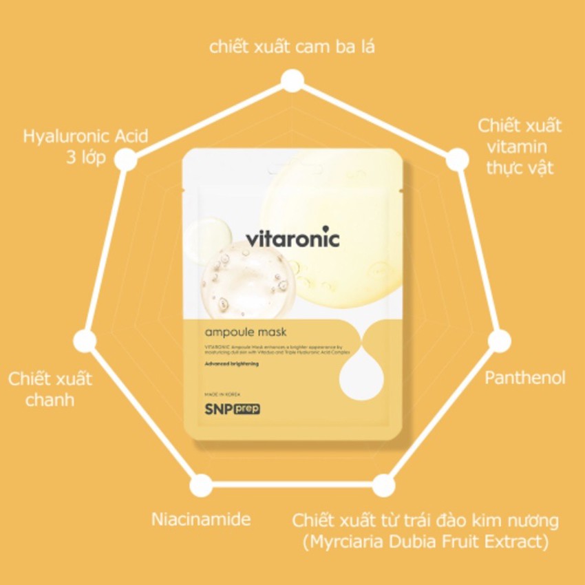 Mặt Nạ Dưỡng Trắng Da SNP PREP Vitaronic Ampoule Làm Mờ Vết Thâm Xạm Nám Khôi Phục Làn Da Trắng Sáng