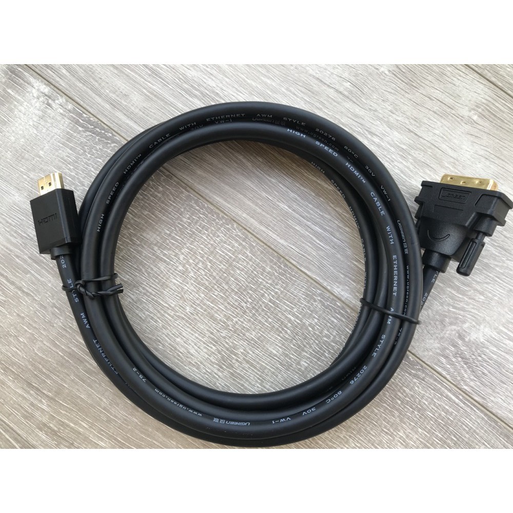 Cáp HDMI To DVI ( 24+1 ) 3M Ugreen 10136-Hàng Chính Hãng