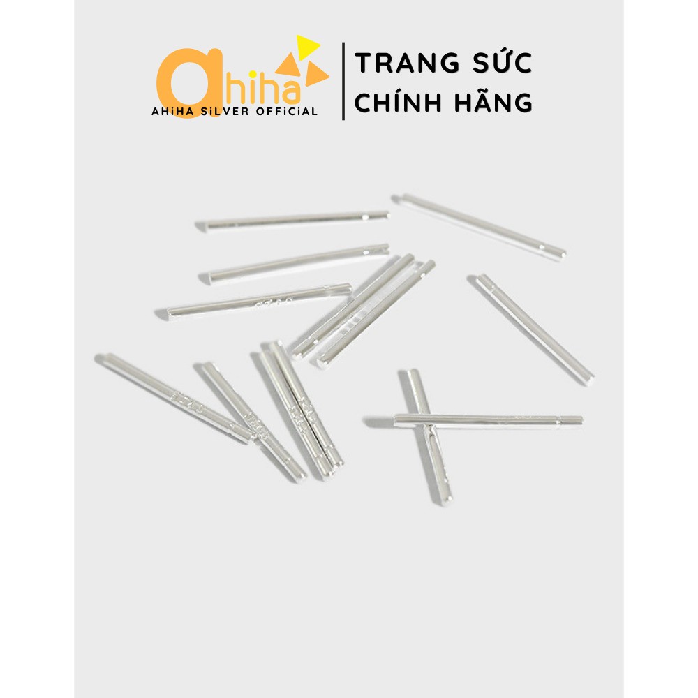 Khuyên tai bạc AHiHA Basic CHỐNG DỊ ỨNG dành cho những bạn dễ bị bít lỗ tai, mới bấm hay xỏ lỗ tai - HT00