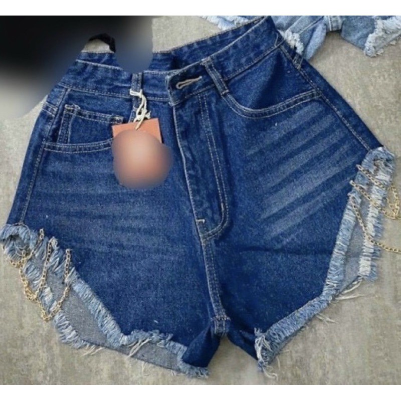 Quần shorts jeans phối dây xích đùi siêu hot hit tôn dáng