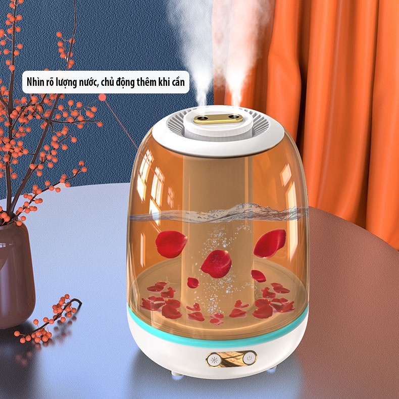 Máy phun sương tạo ẩm không khí xông tinh dầu humidifier x21 dung tích 3 lít có tích hợp đèn khay để tinh dầu thơm t02