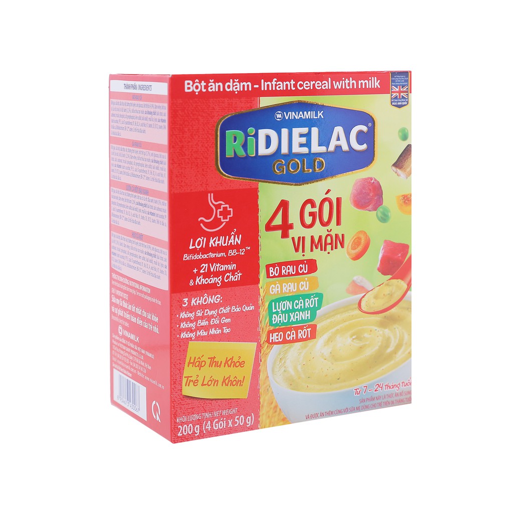 BỘT ĂN DẶM RIDIELAC GOLD 4 GÓI VỊ MẶN- 4 GÓI 50G