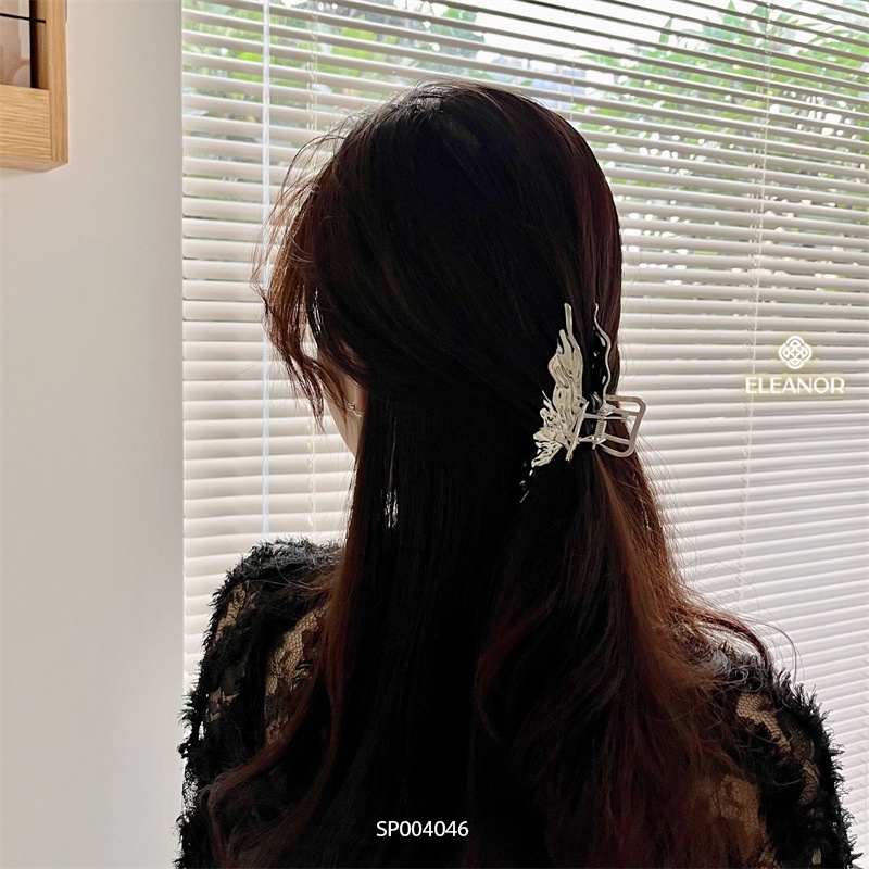 Kẹp tóc nữ càng cua Eleanor Accessories thiết lượn sóng màu bạc phụ kiện tóc 4046