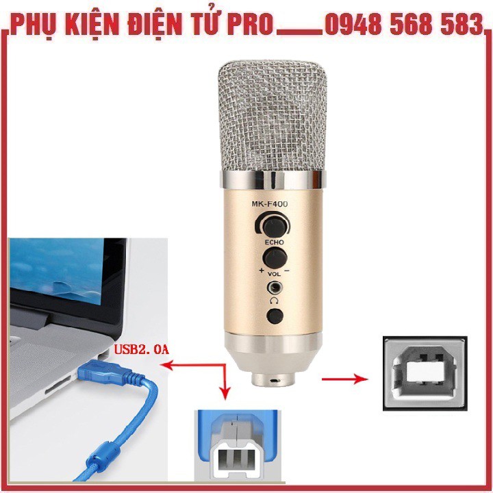 [Mã Elhace Giảm 4% Đơn 300K] Micro Máy Tính Thu Âm, Học Tập, Live Stream Mk-F400Usb