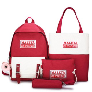Balo nữ - có ảnh thật - set 4 món balo túi ví maleya s053