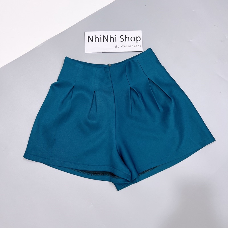 Quần short nữ xếp ly dáng phồng, Quần đùi nữ cạp cao co giãn QS012 - NhiNhi Shop