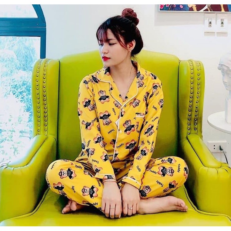 (Hàng Có Size) Bộ Pijama Tay Dài Vải Kate Thái Chuẩn Loại 1-Có Thể Măc Sau Sinh.