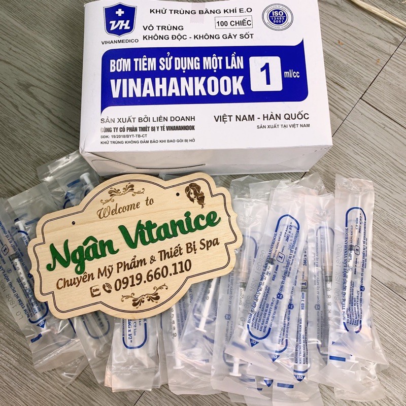 BƠM TIÊM INSULIN 1ML 26G VINAHANKOOK hộp 100 kim