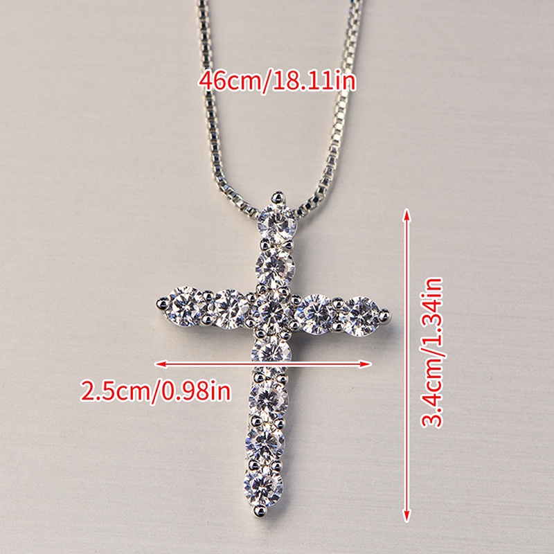 Vòng cổ Mạ Bạc 925 Mặt Thánh Giá Đính Đá Thời Trang Cho Nữ
