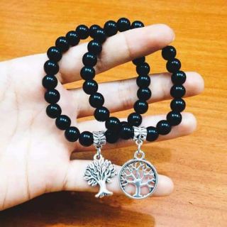 Vòng tay hạt đá đen 8mm