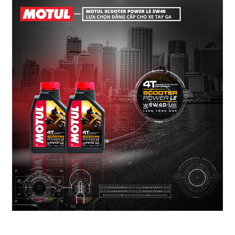 1 chai Motul Scooter Power LE 5W40 0,8L + 1 tuyp lab - CHÍNH HÃNG