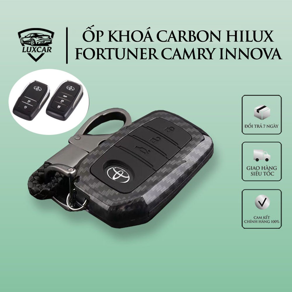 Ốp khóa ô tô LUXCAR cao cấp CARBON TOYOTA FORTUNER/ HILUX/ CAMRY/ INNOVA