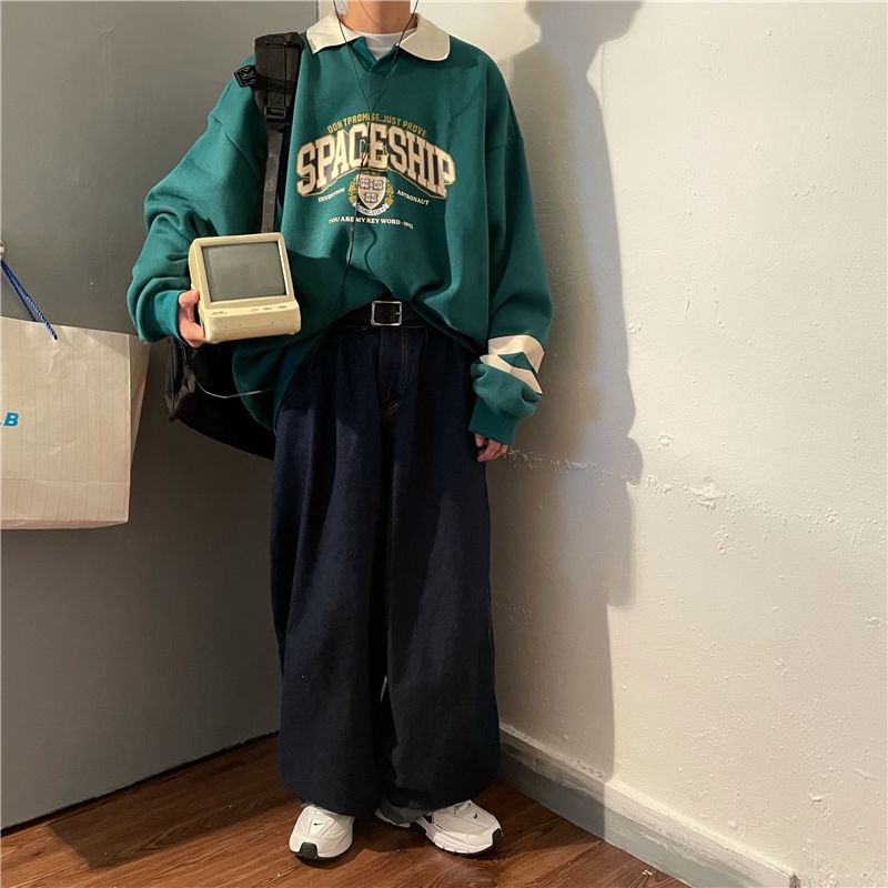 Áo Nỉ Nam Nữ Dài Tay Có Cổ Thời Trang Hàn 2022