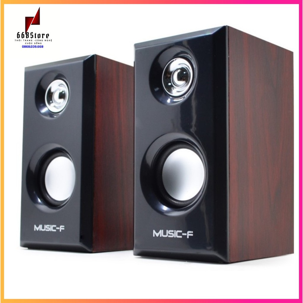 Loa máy tính vỏ gỗ, loa vi tính jack 3.5 âm thanh sống động trung thực
