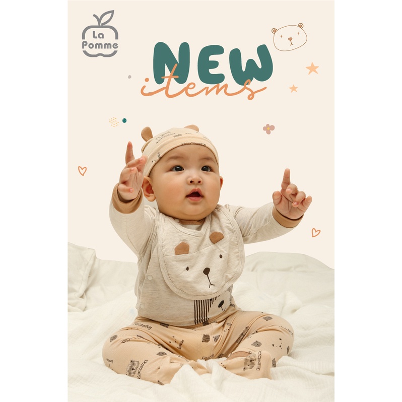 Bộ sơ sinh La pomme họa tiết gấu nhỏ