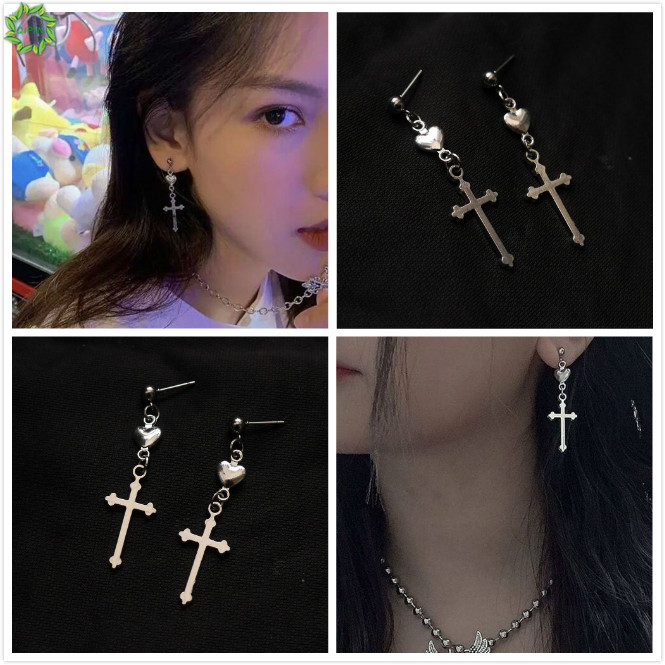 Bông Tai Hình Chữ Thập Phong Cách Hip Hop