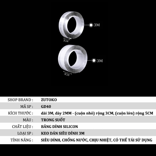 Băng dính keo chống thấm thể thao silicon trong suốt GD40