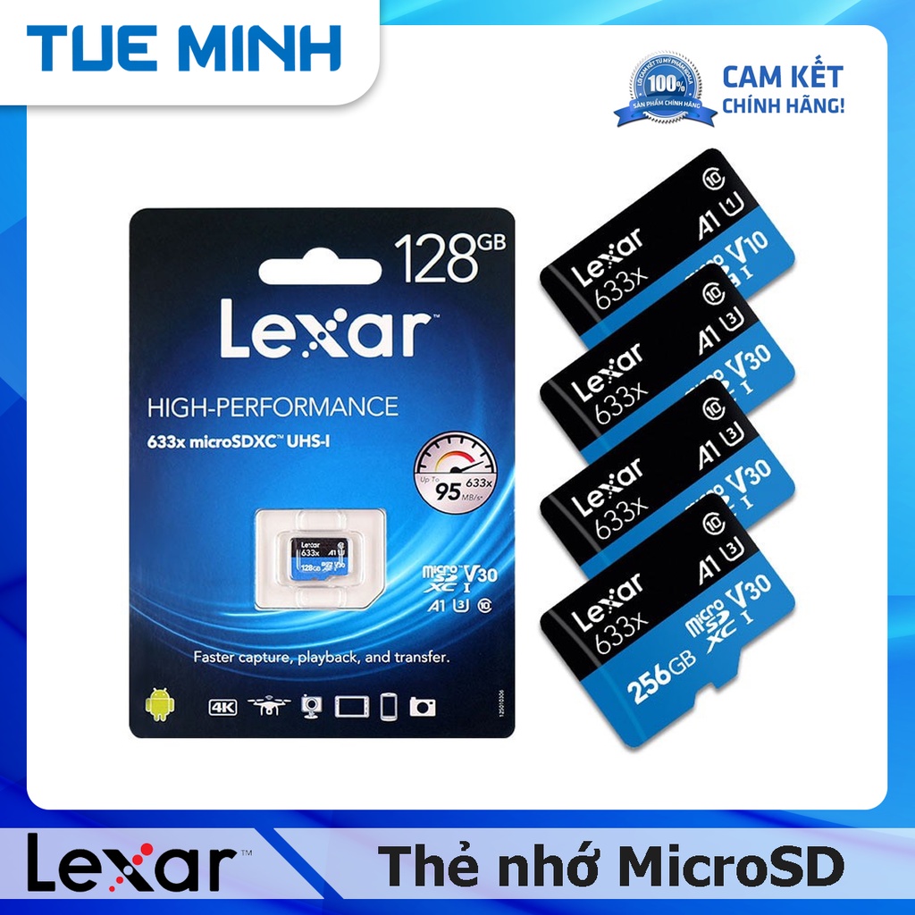 Thẻ nhớ MicroSD Lexar Class 10 U3 633x 95MB - Hàng phân phối chính hãng
