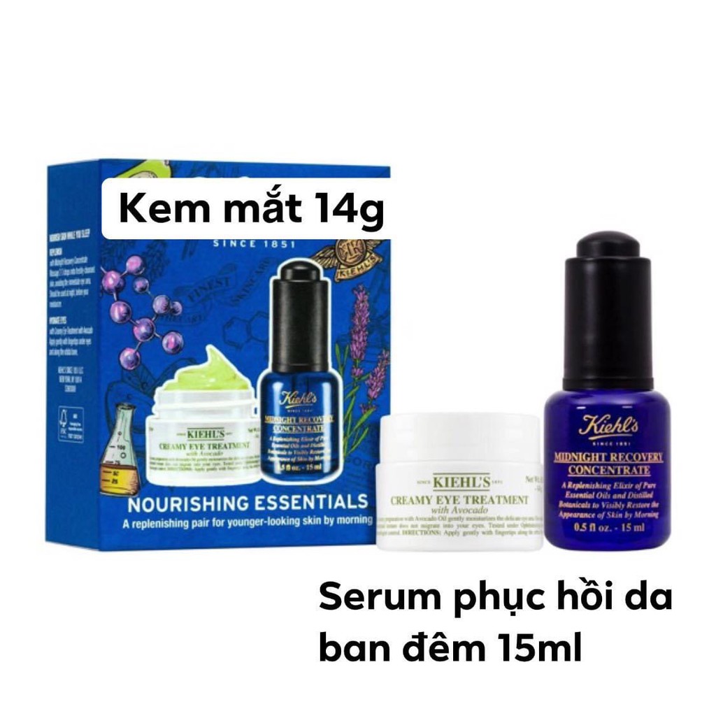 [BILL US] Set dưỡng da Kiehl's Nourishing Essentials (Kem mắt bơ + Serum Midnight)