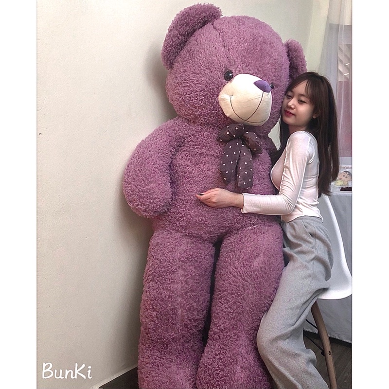 Gấu Bông Teddy First Love Tím 1m7 khổ vải cao 1m6 cao cấp BUNKI