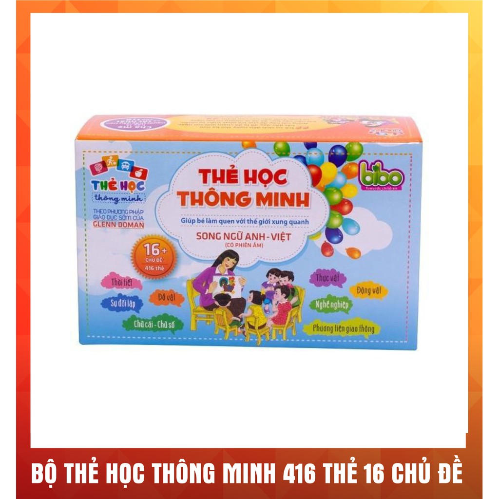 Bộ thẻ học song ngữ 416 thẻ 16 chủ đề phiên âm anh việt