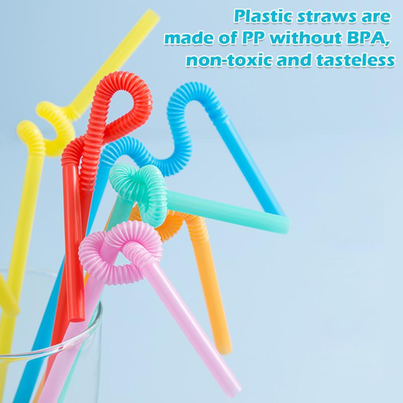 Set 100 Ống Hút Nhựa Dài 8 Inch Nhiều Màu Sắc Dùng Một Lần